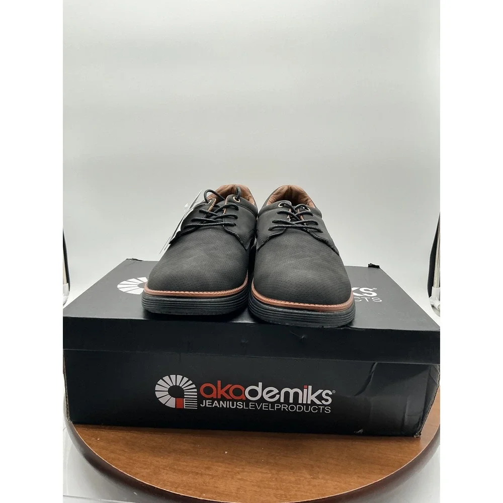 Akademiks Dayton-03-BLK-BLK Mens Black Perforated Oxford Dress Shoes Size 8M